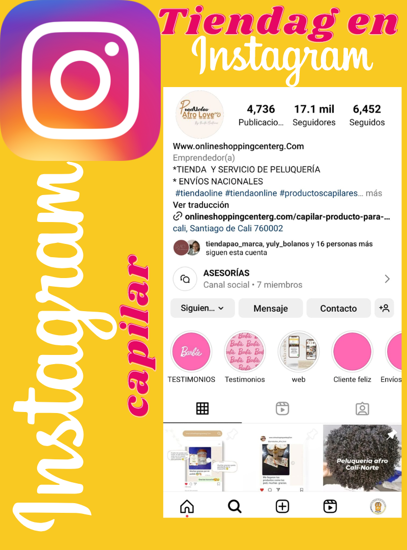 Tienda en instagram capilar Comprar en tienda onlineshoppingcenterg Colombia centro de compras en linea